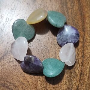 Handmade Heart-Shaped Multicolor Natural Stone Bracelet